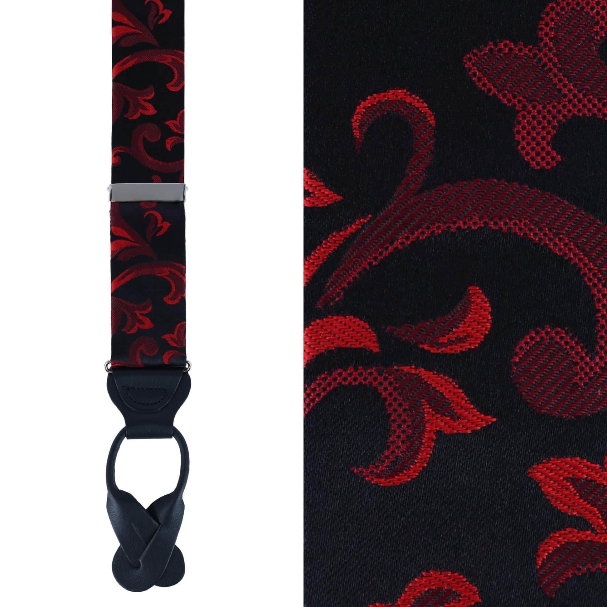 Christian the Romantic Brocade Silk Braces and Bow Tie Set - Red