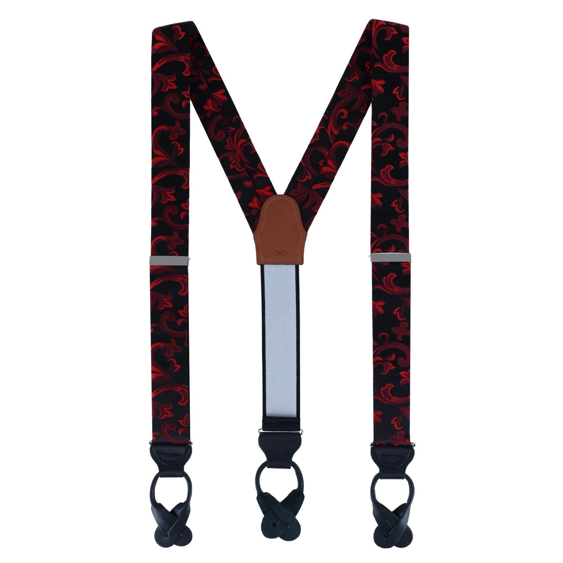Christian the Romantic Brocade Silk Braces and Bow Tie Set - Red