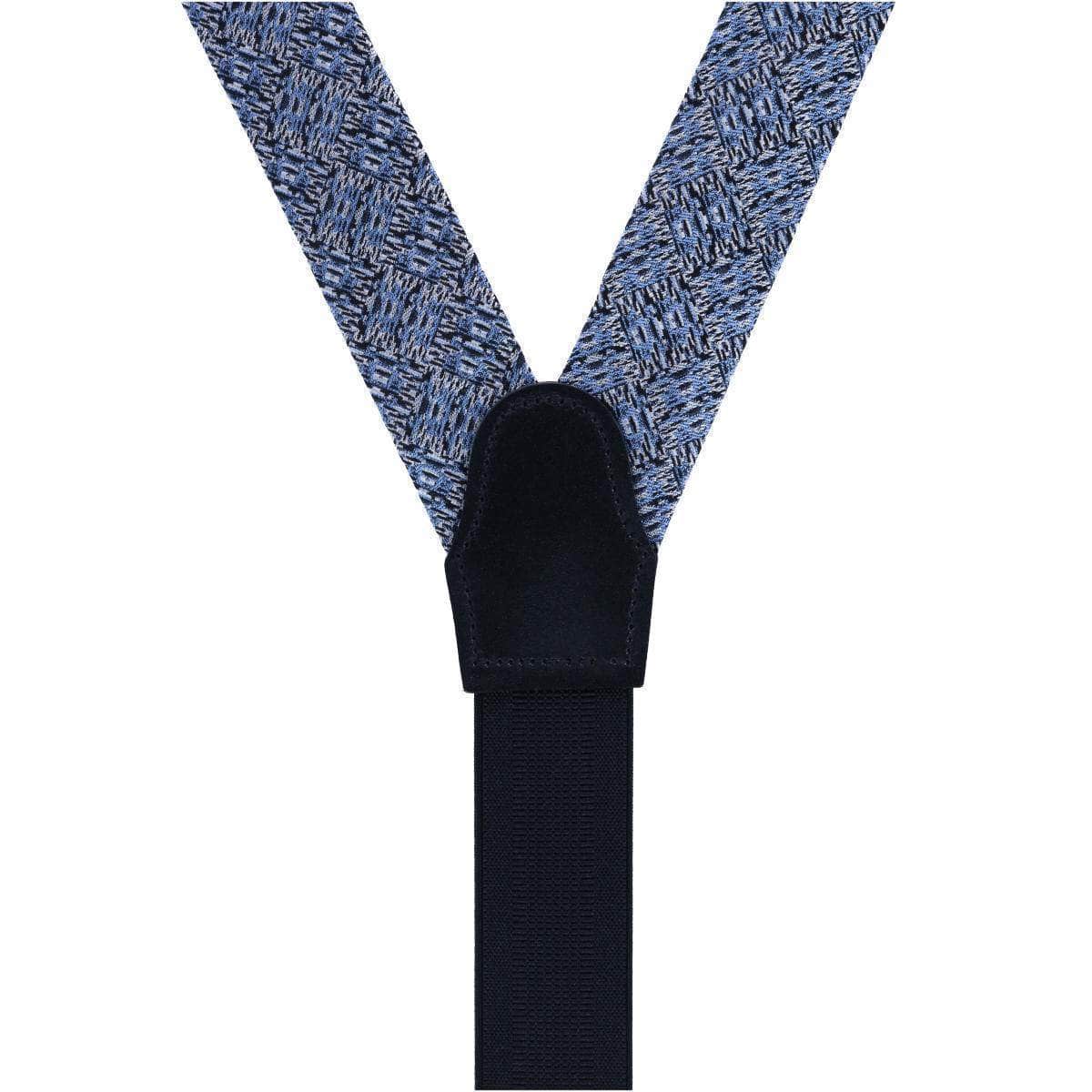 Benito's Blue Basket Weave Pattern Silk Button End Braces - Light Blue