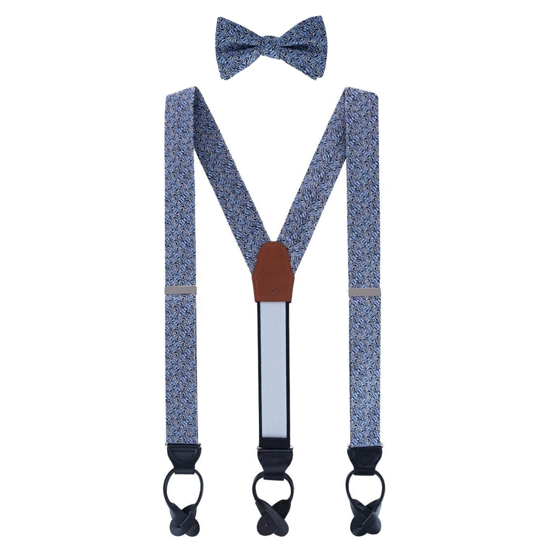 Benito's Blue Basketweave Silk Braces and Bow Tie Bundle
