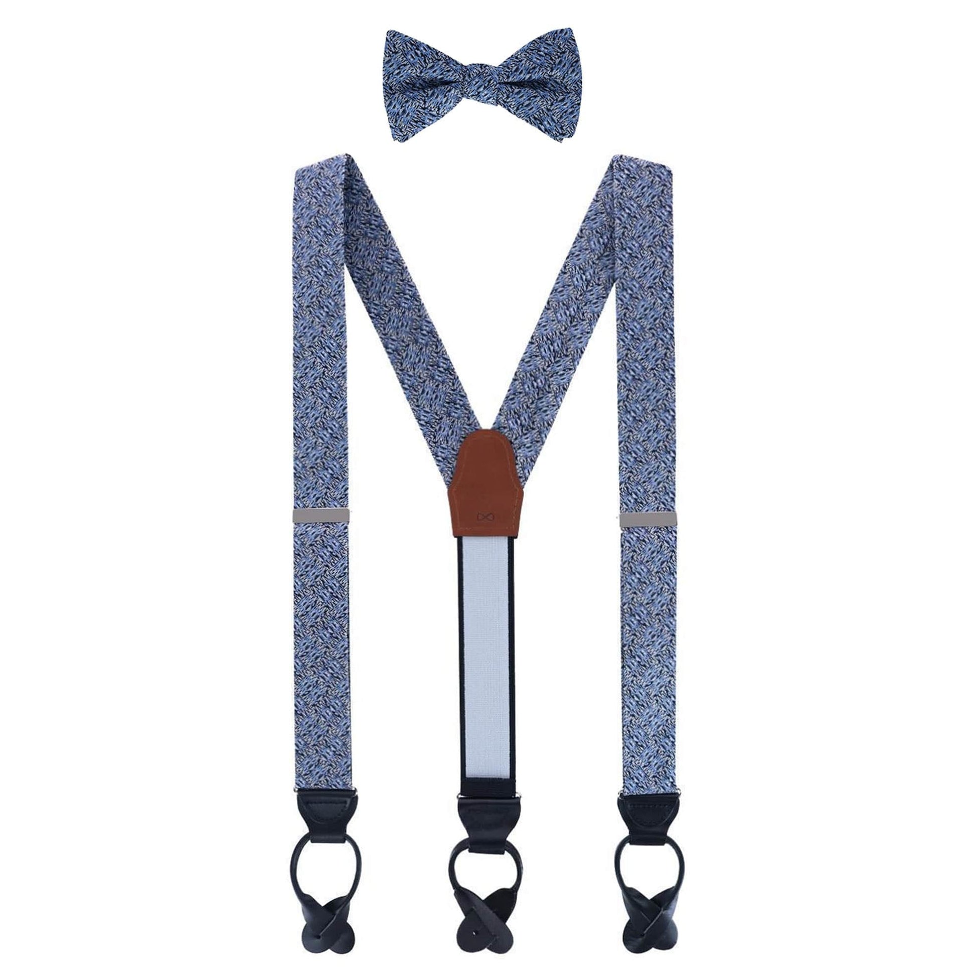 Benito's Blue Basketweave Silk Braces and Bow Tie Bundle
