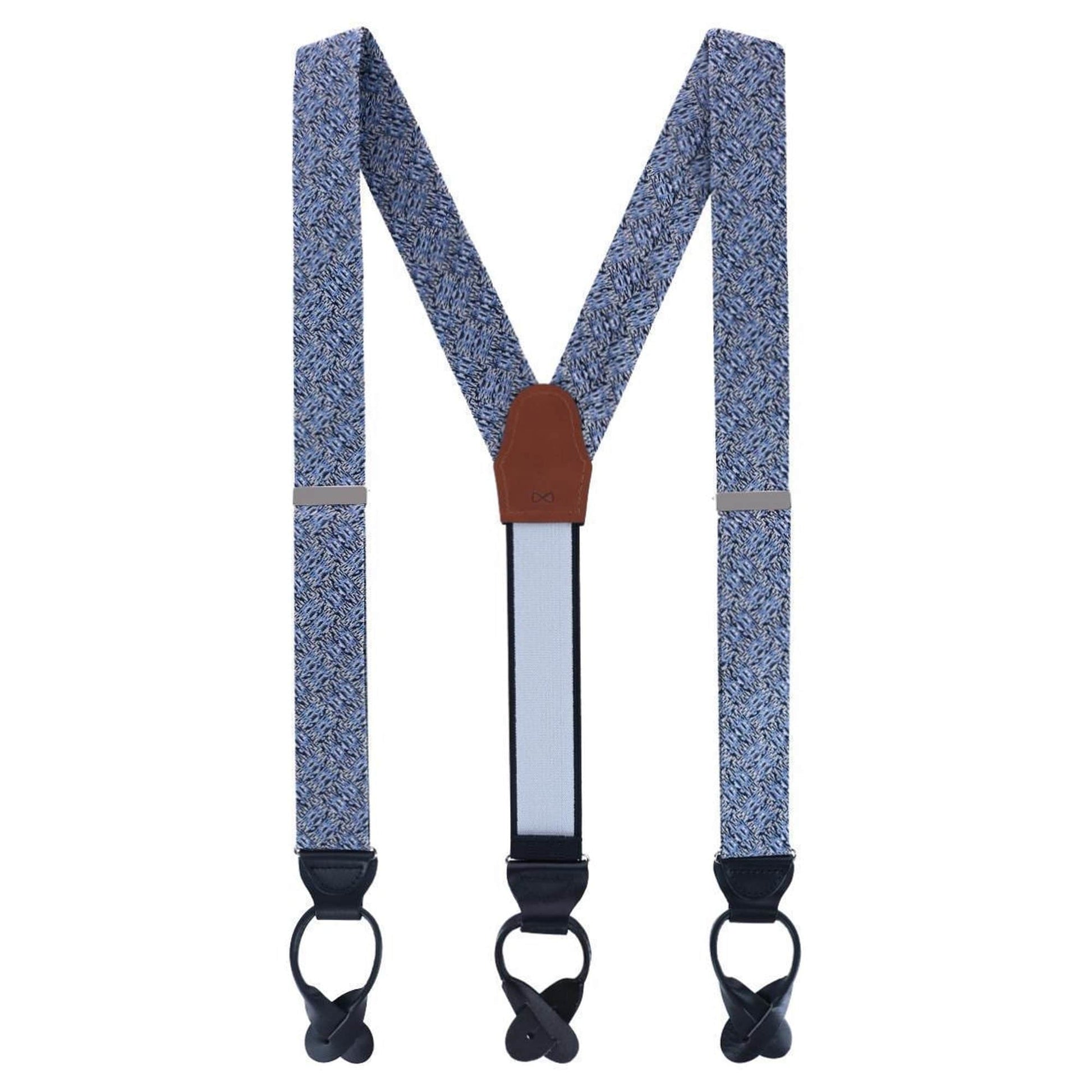 Benito's Blue Basketweave Silk Braces and Bow Tie Bundle - Light Blue