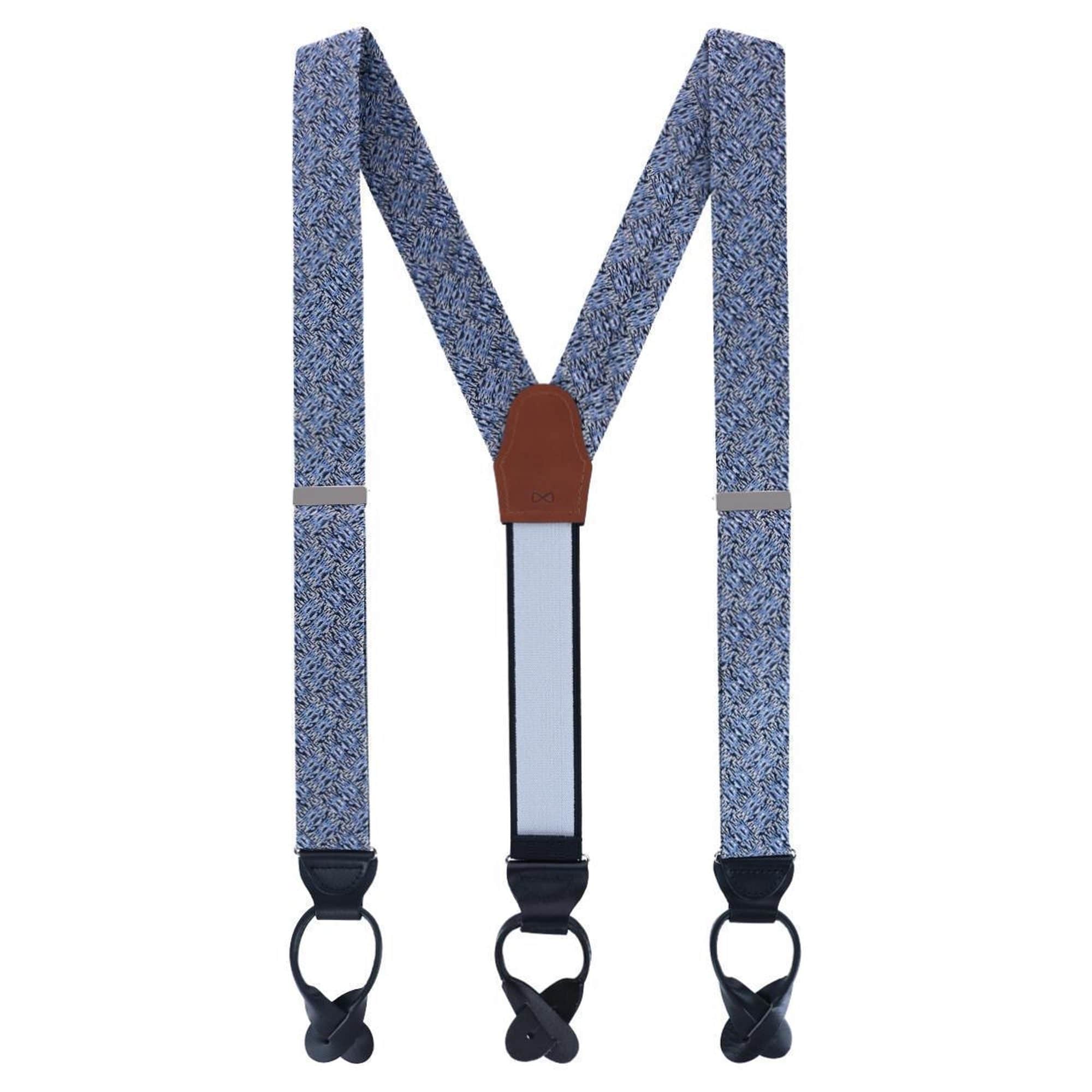 Benito's Blue Basketweave Silk Braces and Bow Tie Bundle - Light Blue