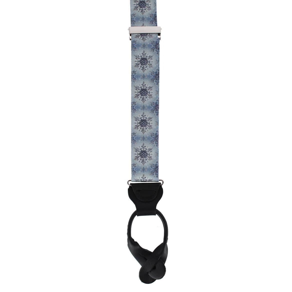 Clarence The Classy Snowflake Silk Holiday Button End Brace - Light Blue