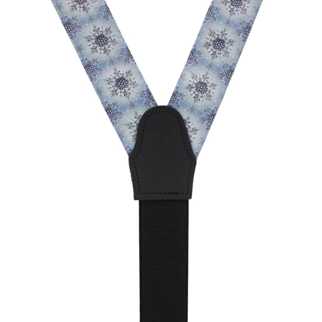 Clarence The Classy Snowflake Silk Holiday Button End Brace - Light Blue