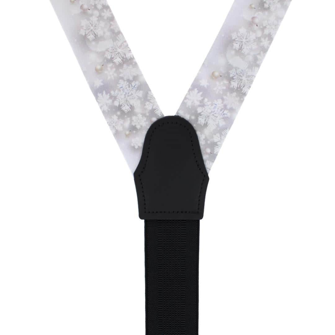 Jack's Frosty Winter Wonderland Silk Holiday Button End Braces - Silver