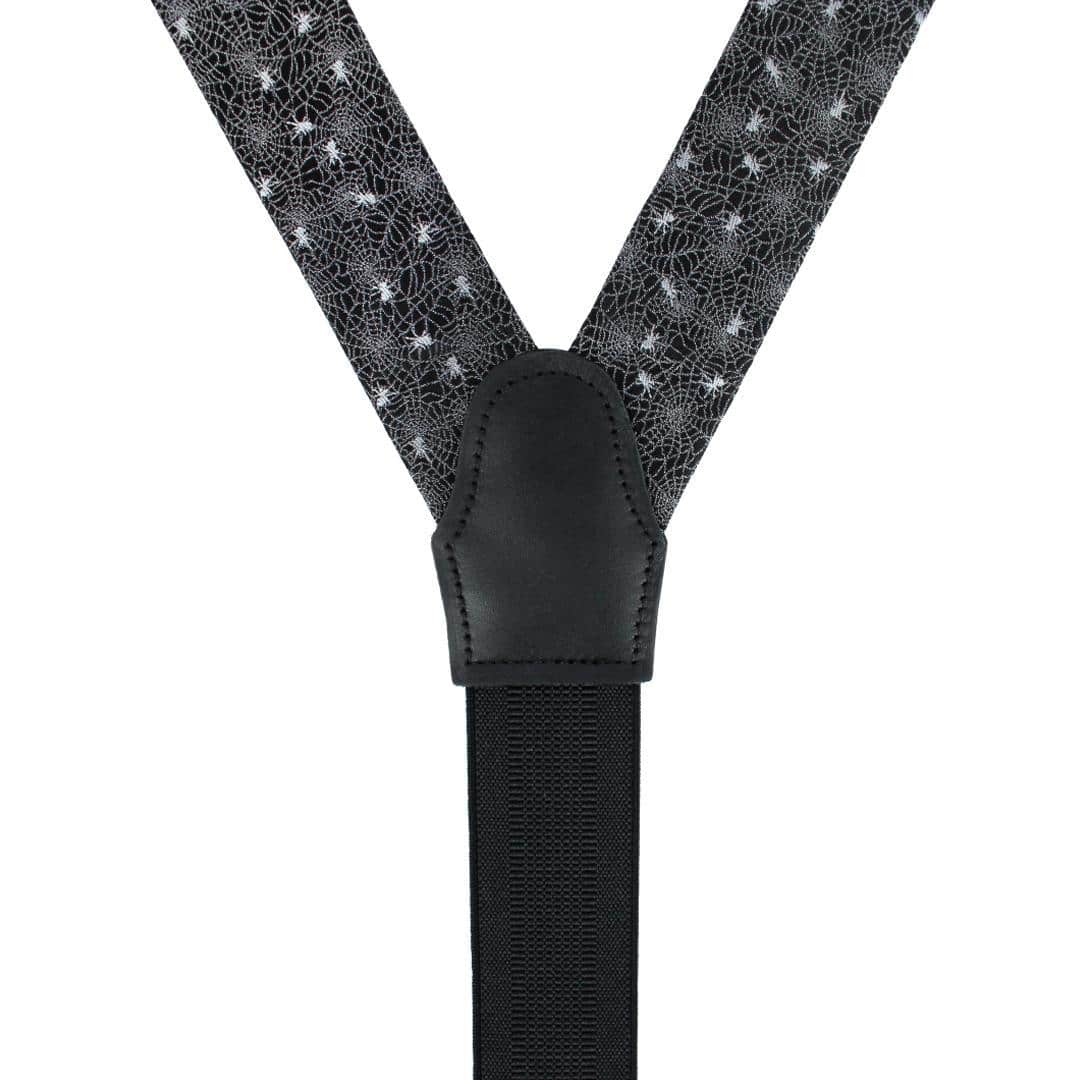 Venom Spider Web Motif Novelty Silk Button End Braces - Black