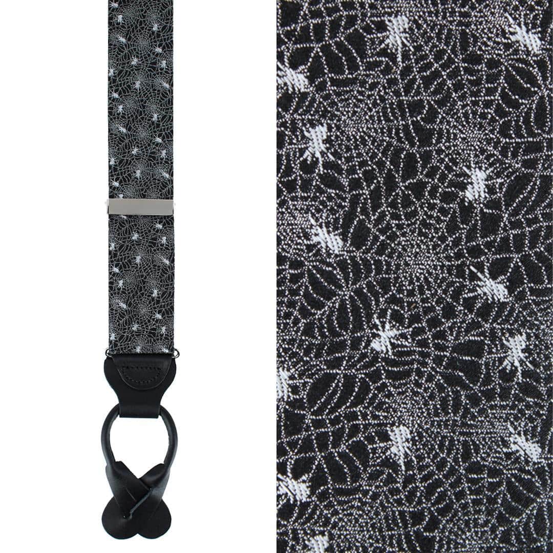 Venom Spider Web Motif Novelty Silk Button End Braces