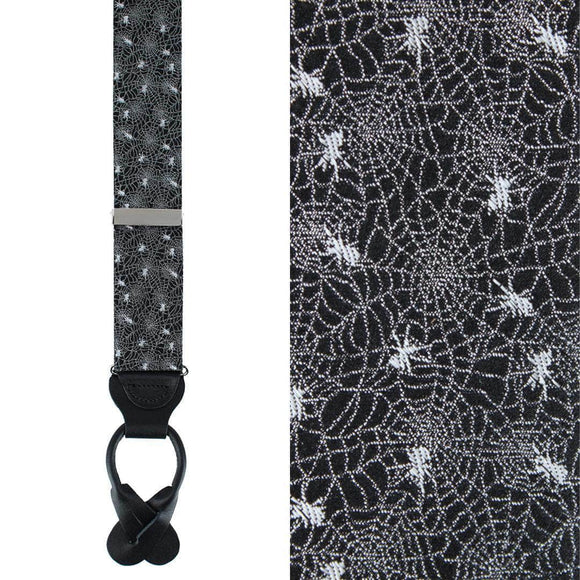 Venom Spider Web Motif Novelty Silk Button End Braces