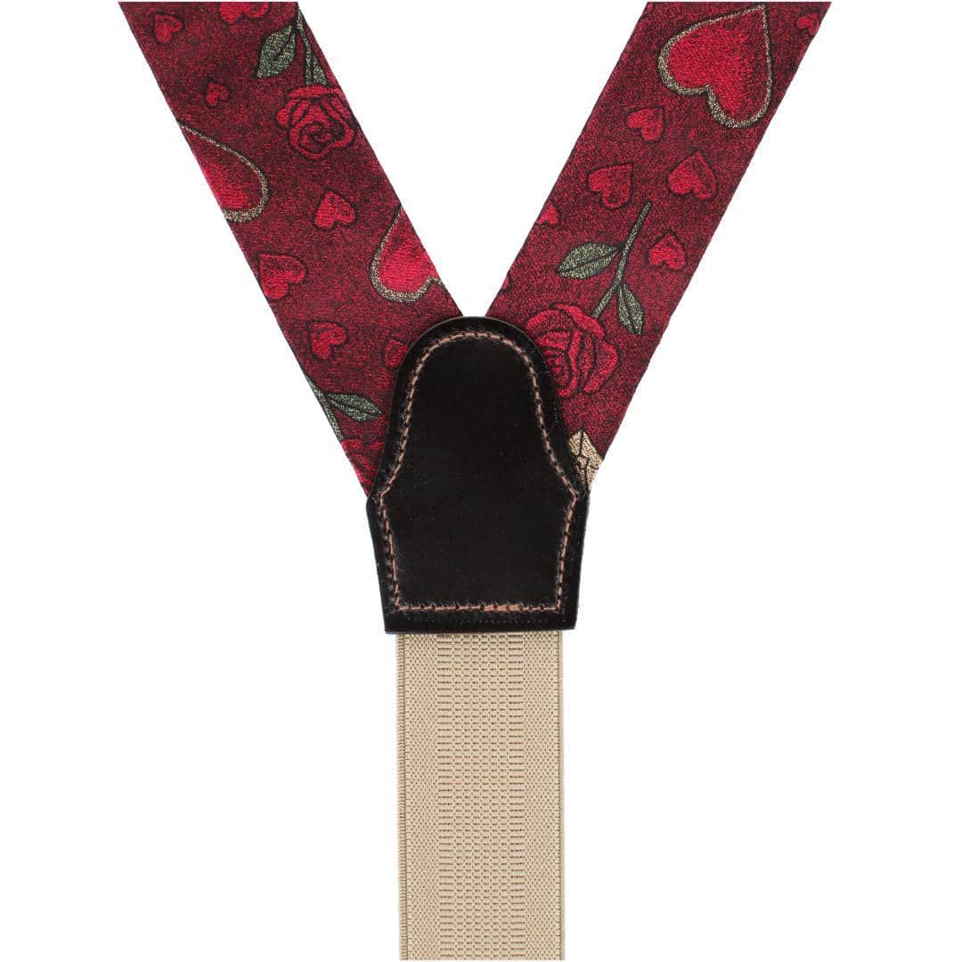 Amor Valentine's Note Silk Button End Braces - Red