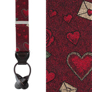 Amor Valentine's Note Silk Button End Braces