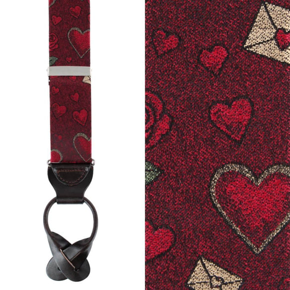 Amor Valentine's Note Silk Button End Braces