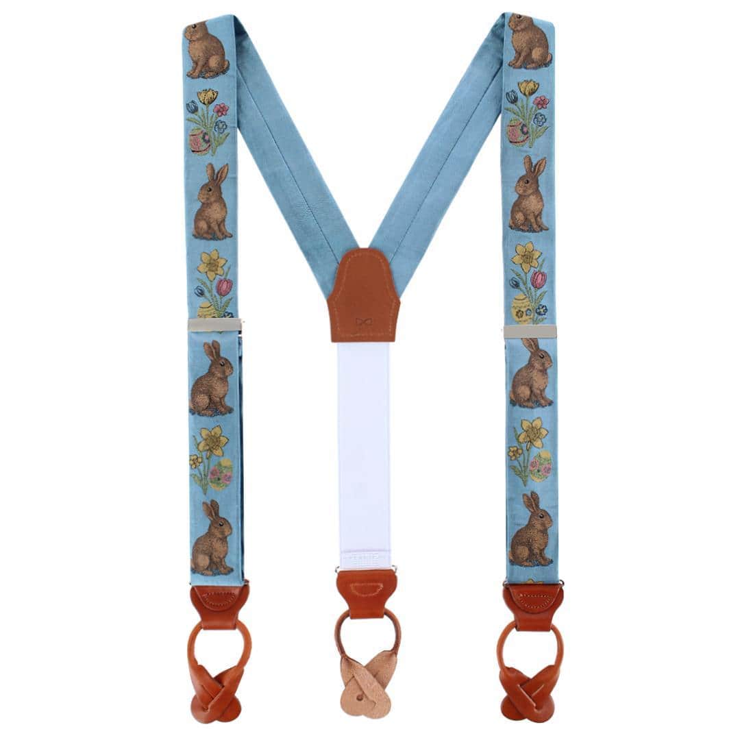 Harvey's Easter Sunday Silk Button End Braces - Light Blue