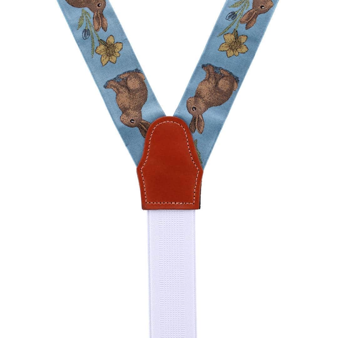 Harvey's Easter Sunday Silk Button End Braces - Light Blue