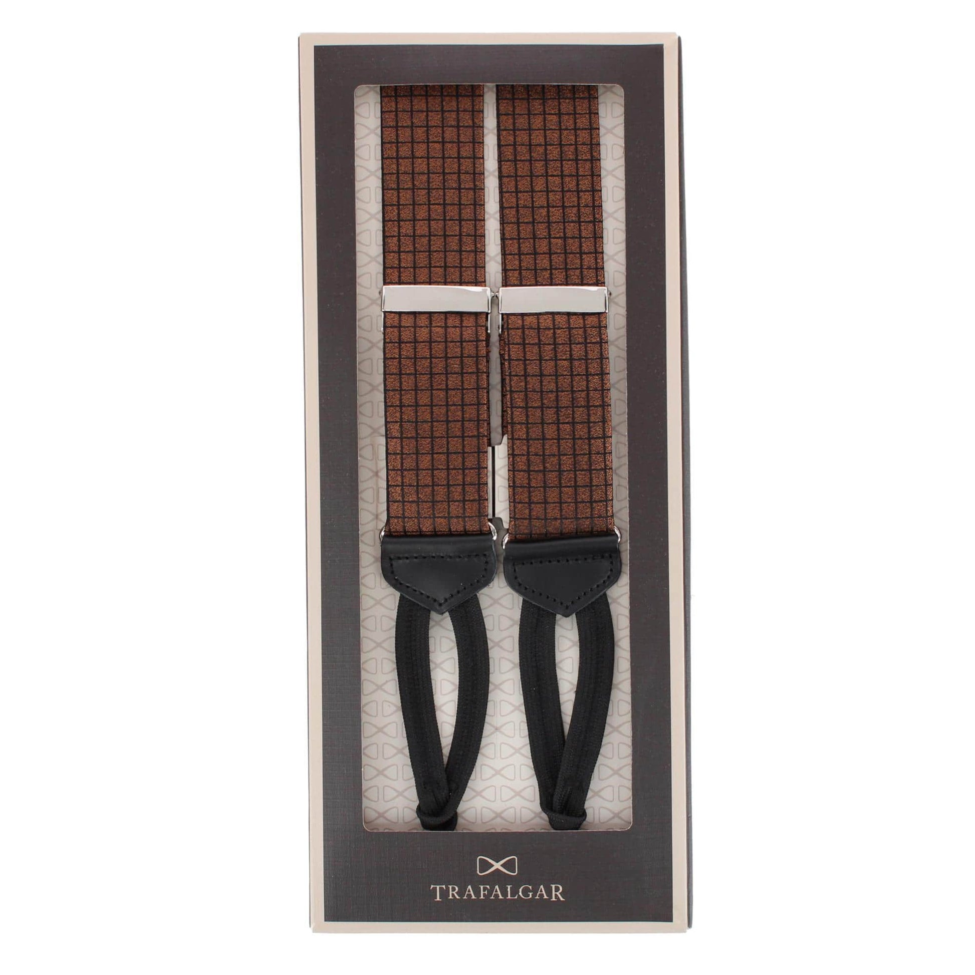 Bradford Neat Square Silk Formal End Braces - Brown