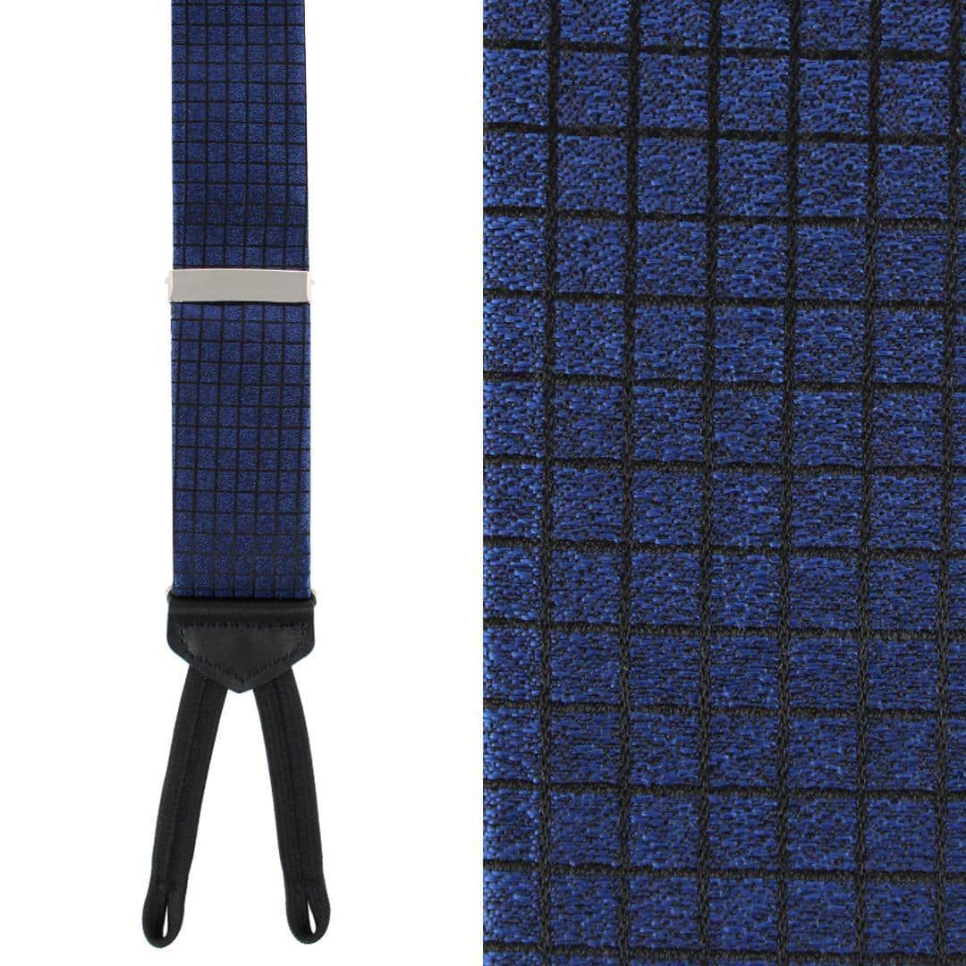 Bradford Neat Square Silk Formal End Braces - Navy Blue