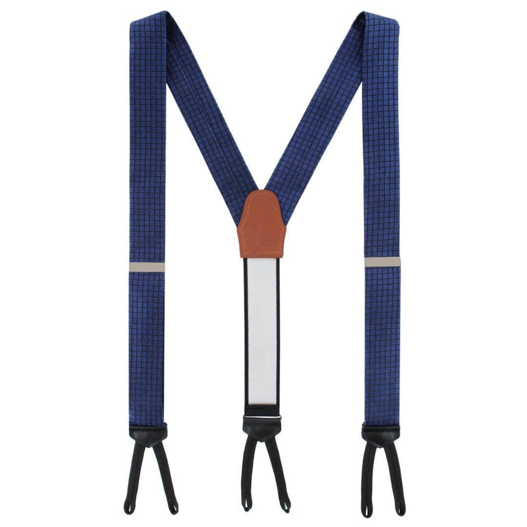 Bradford Neat Square Silk Formal End Braces - Navy Blue