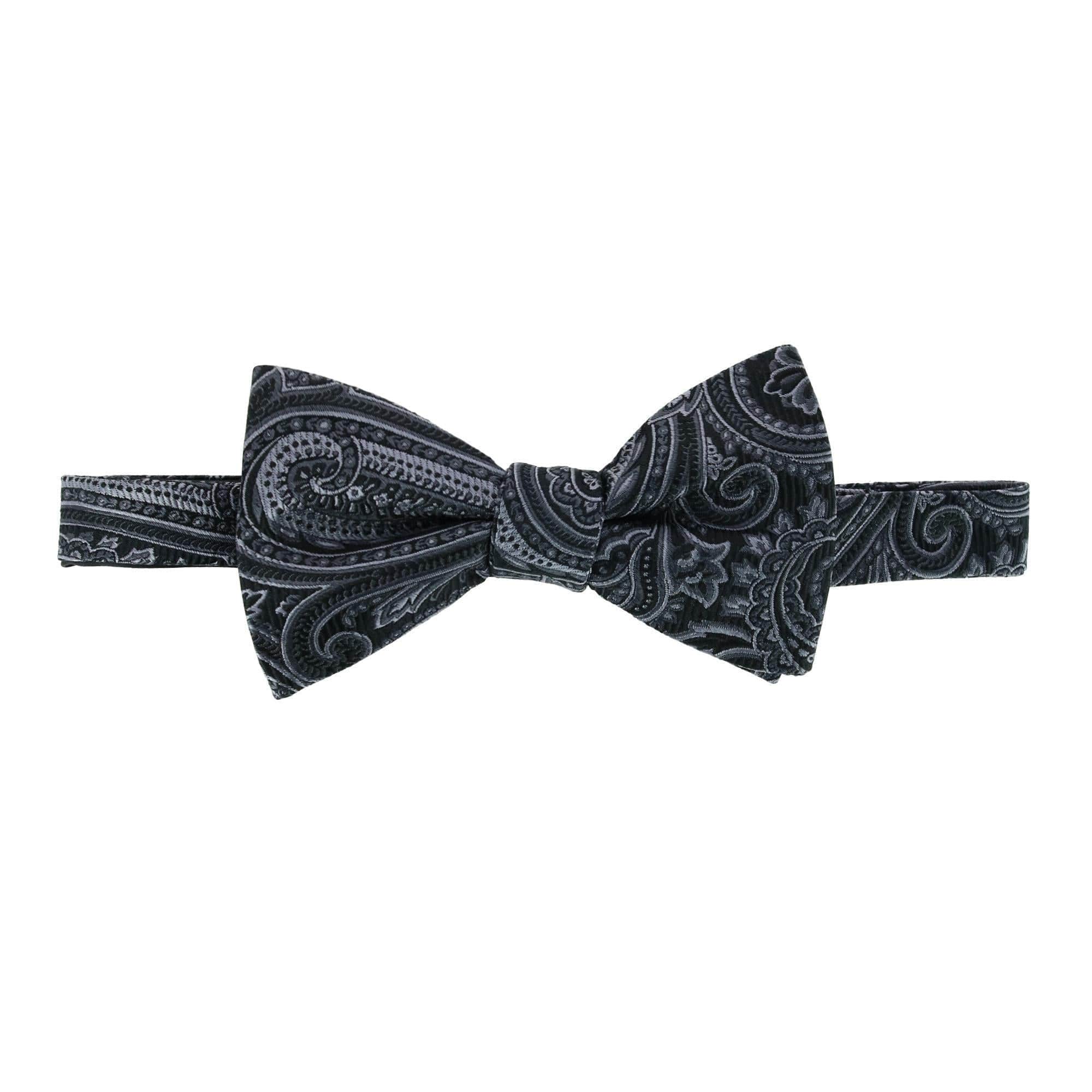 Sobee Paisley Silk Bow Tie & Pocket Square Set - Black