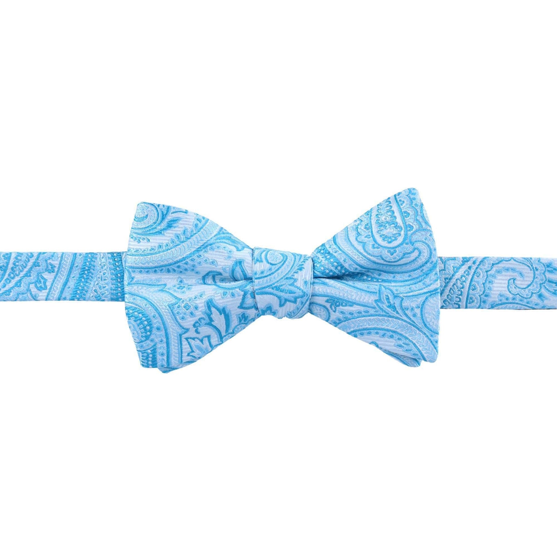 Sobee Paisley Silk Bow Tie & Pocket Square Set - Light Blue