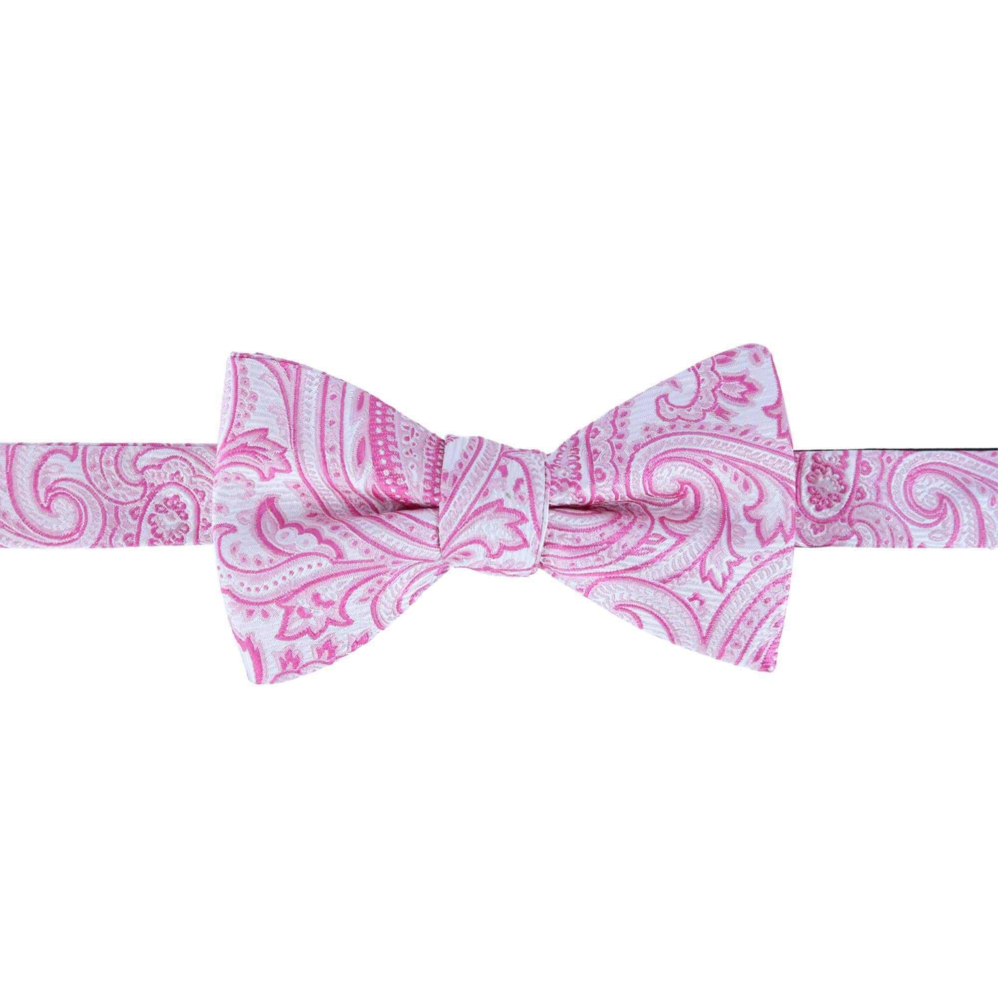 Sobee Paisley Silk Bow Tie & Pocket Square Set - Pink