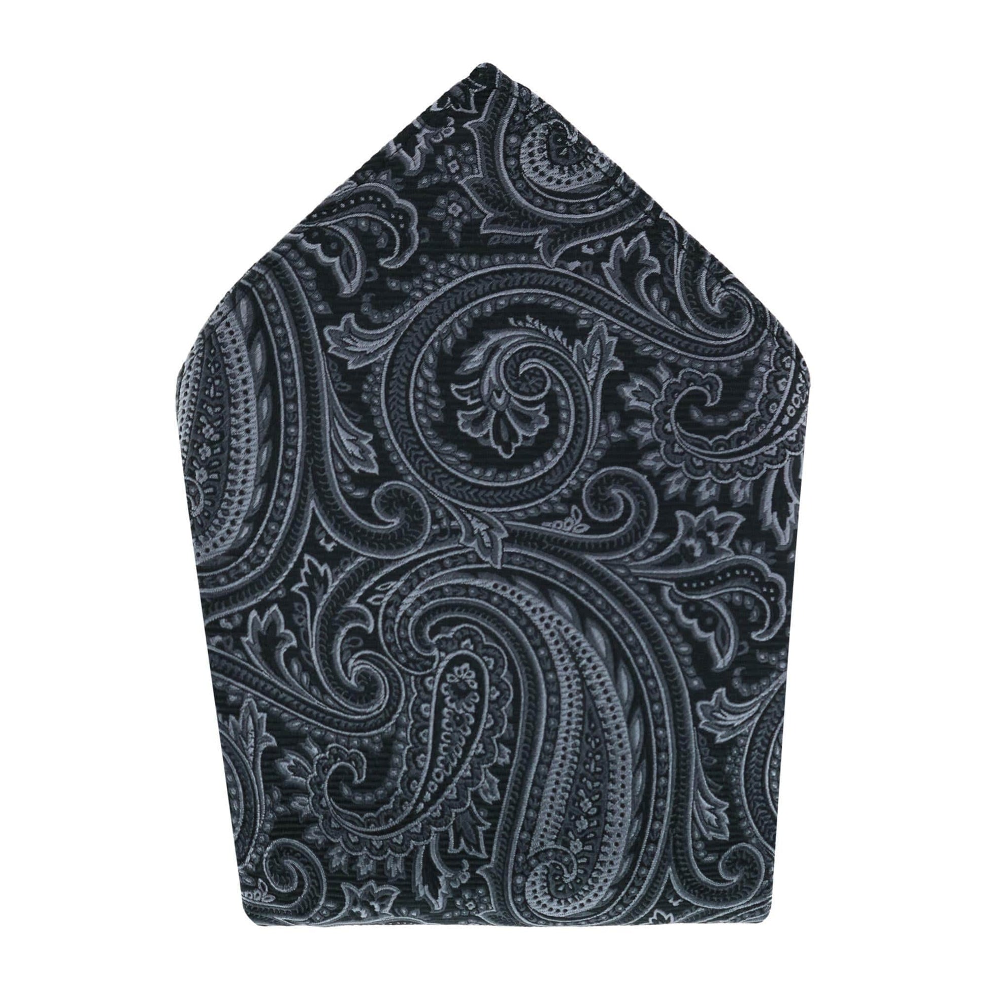 Sobee Paisley Brace Necktie & Pocket Square - Black