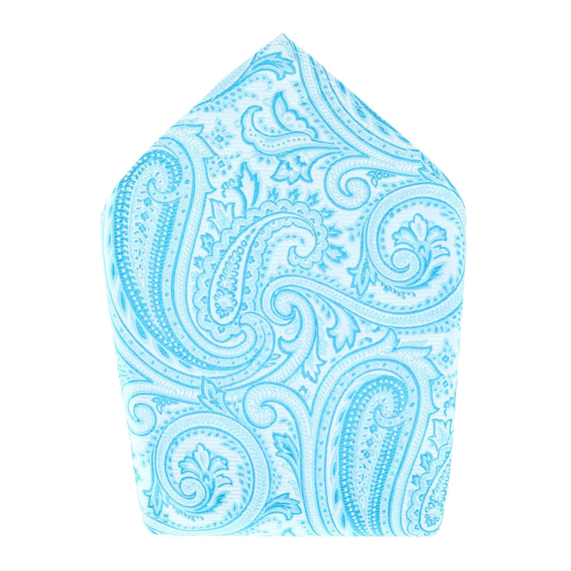 Sobee Paisley Brace Necktie & Pocket Square - Light Blue