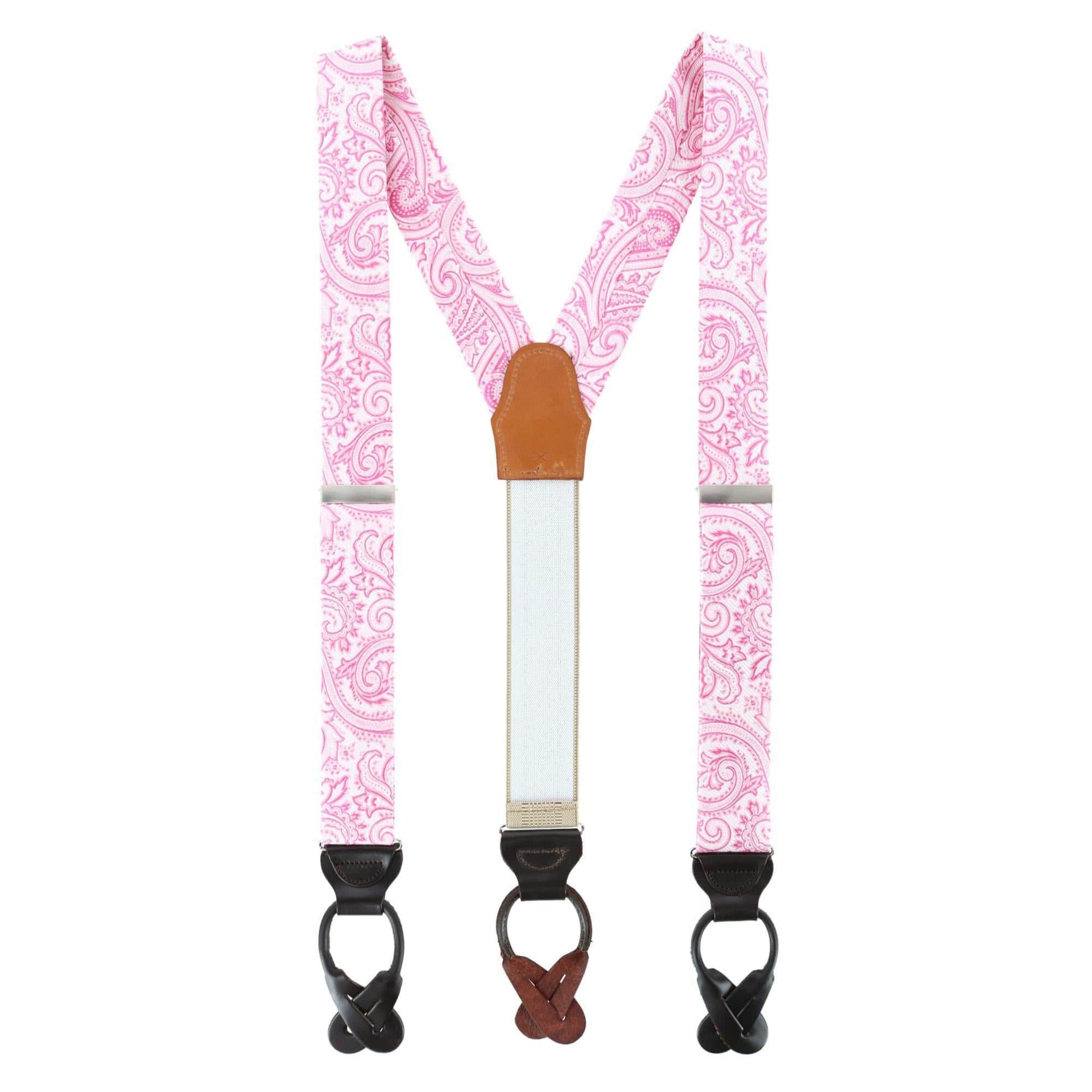 Sobee Paisley Brace Necktie & Pocket Square - Pink