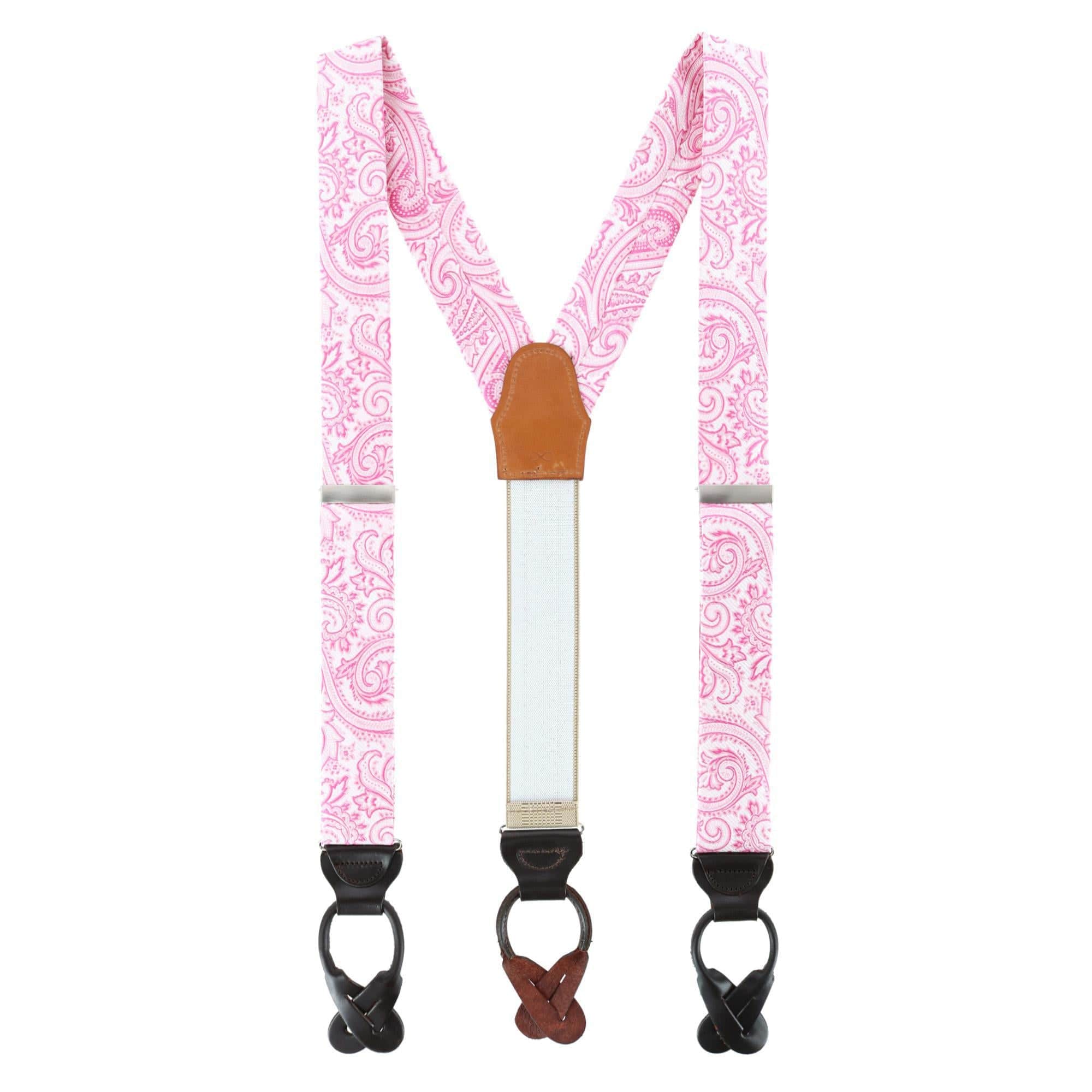 Sobee Paisley Brace Necktie & Pocket Square - Pink