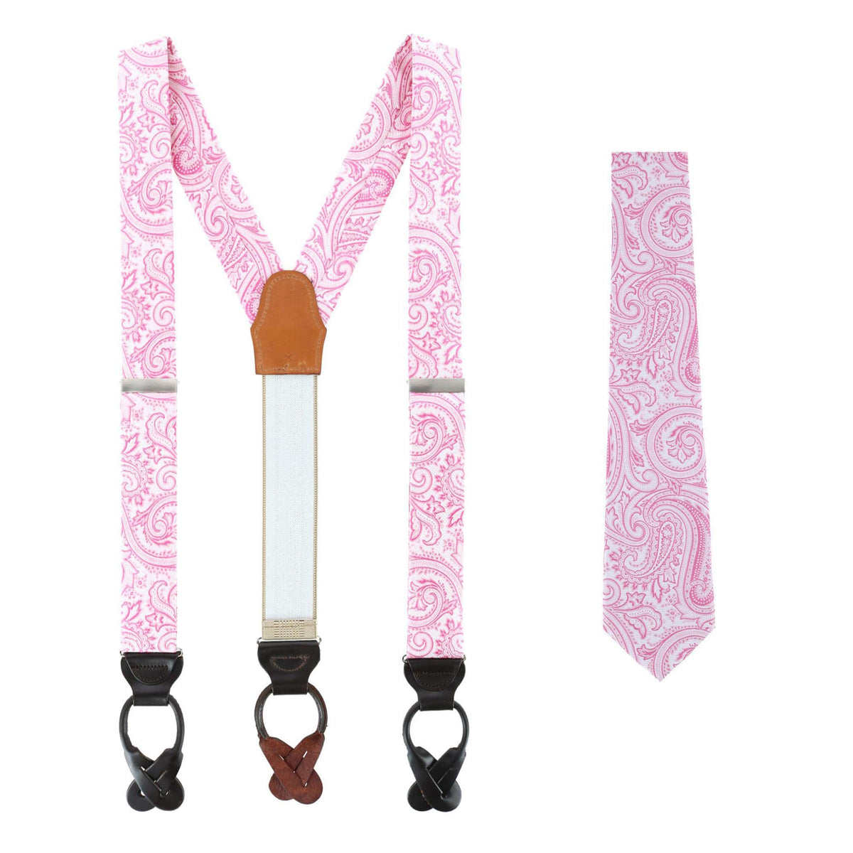 Sobee Paisley Silk Brace and Necktie - Pink