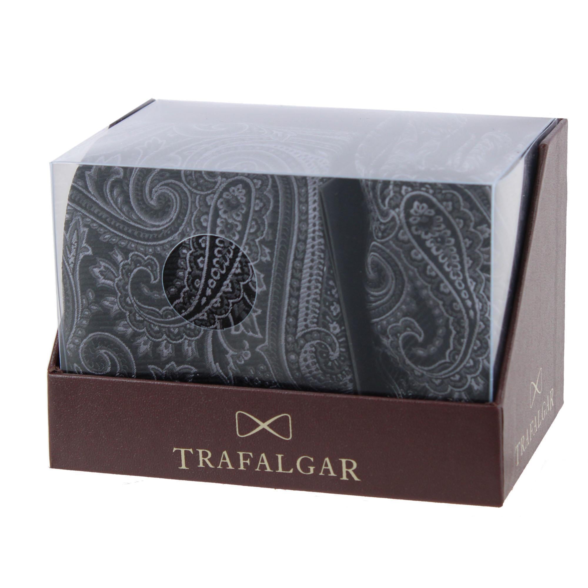 Sobee Paisley Silk Necktie and Pocket Square - Black