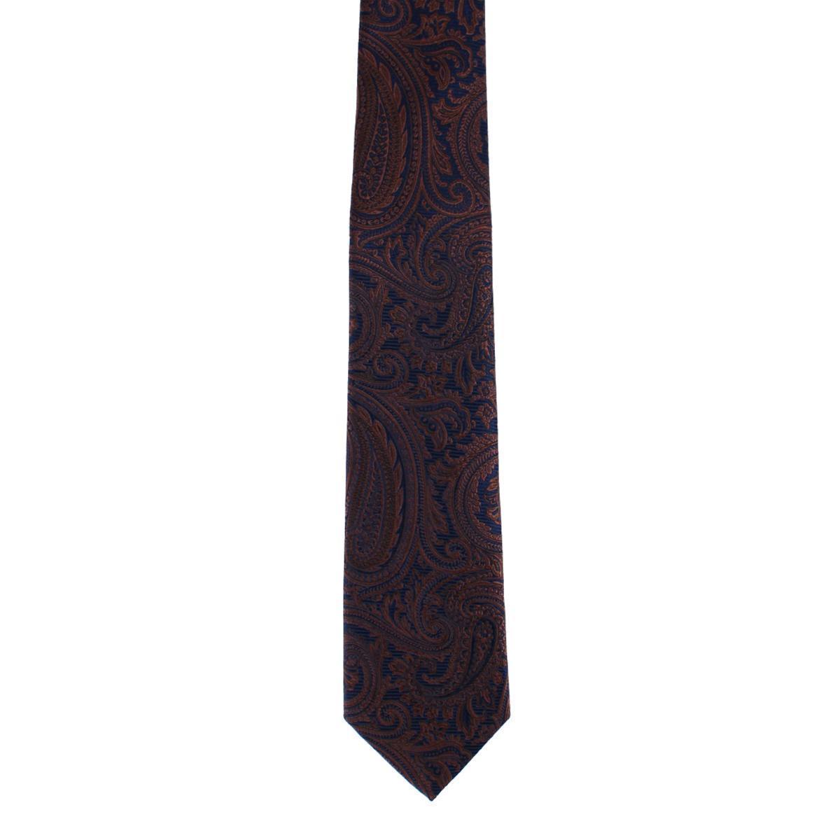 Sobee Paisley Silk Necktie and Pocket Square - Brown