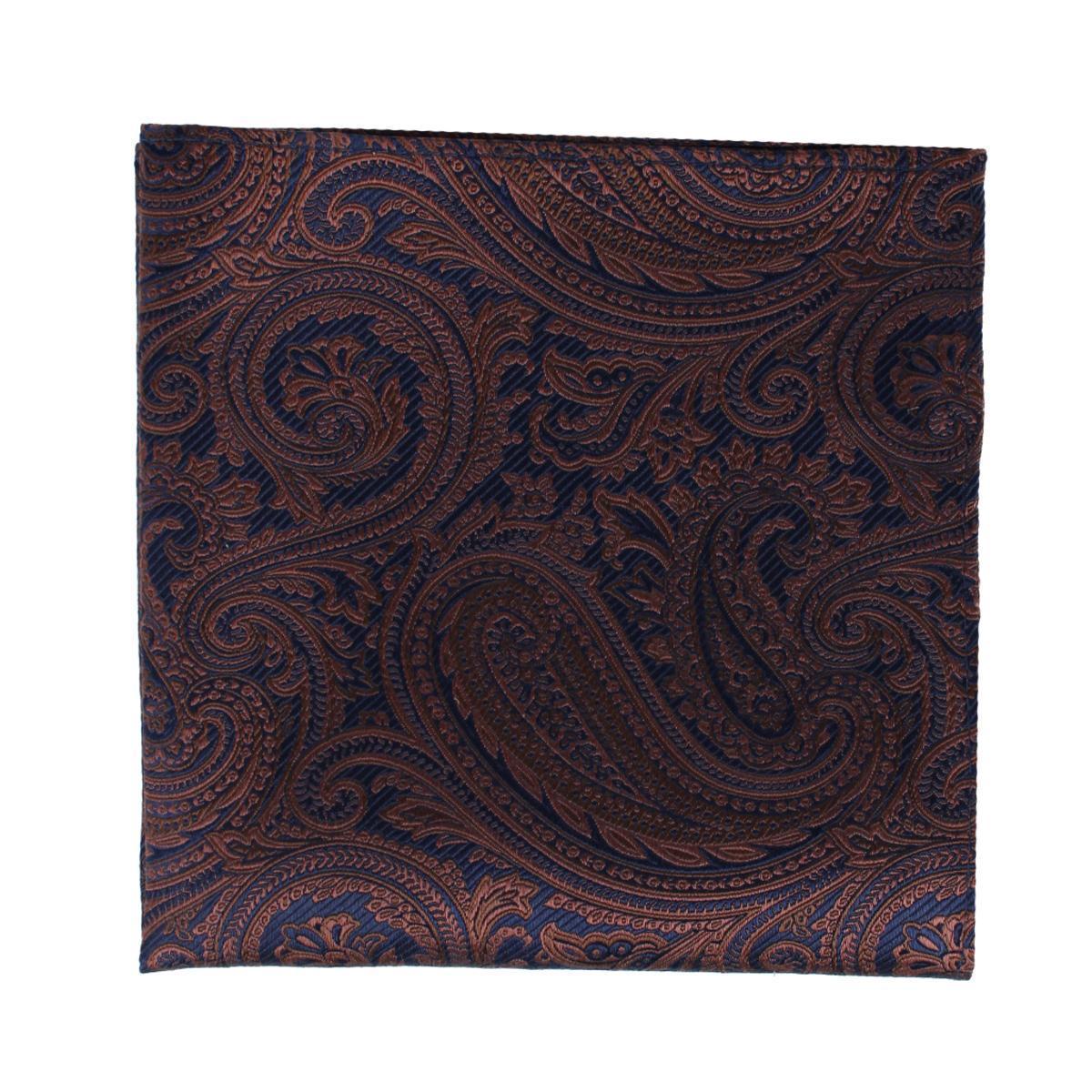 Sobee Paisley Silk Necktie and Pocket Square - Brown