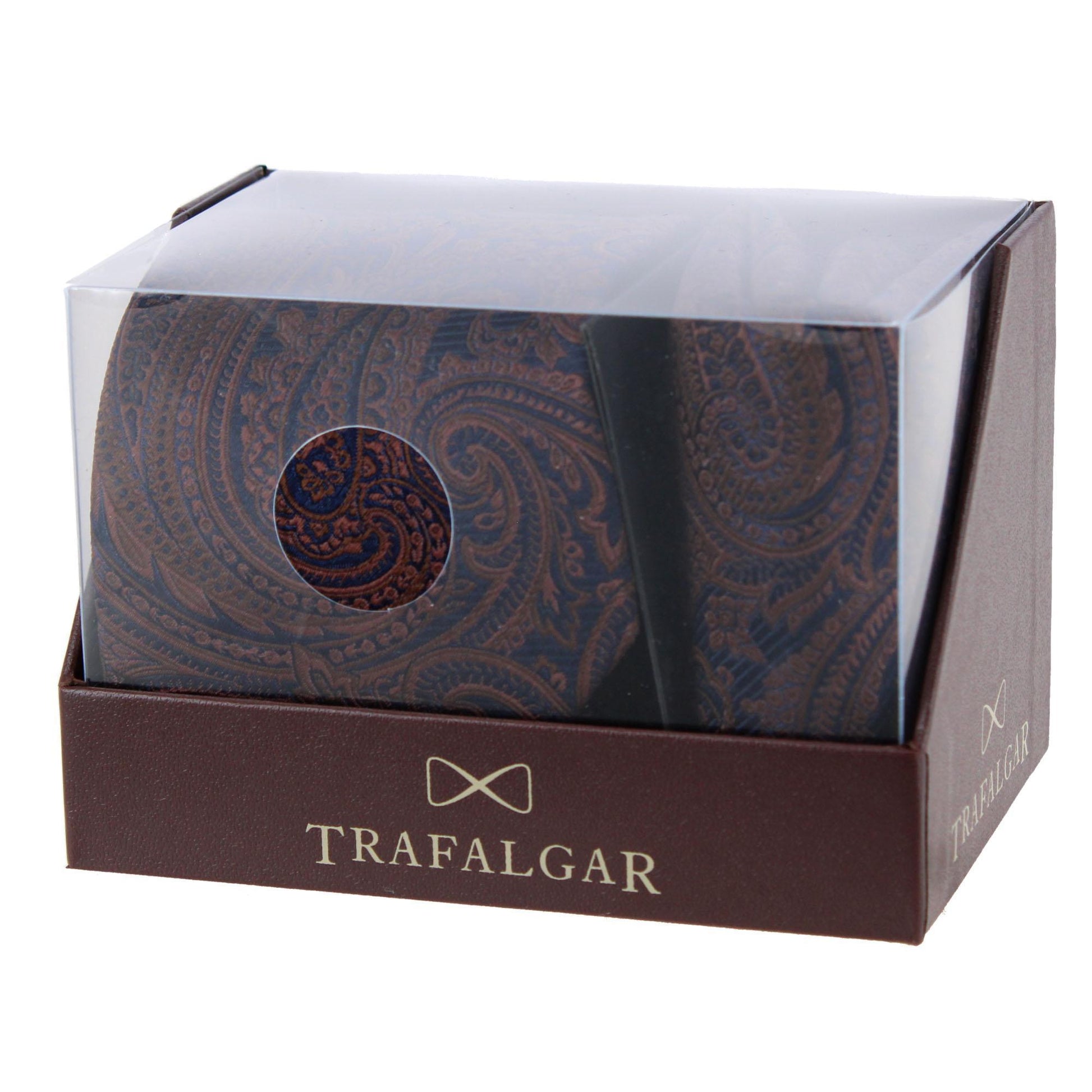 Sobee Paisley Silk Necktie and Pocket Square - Brown