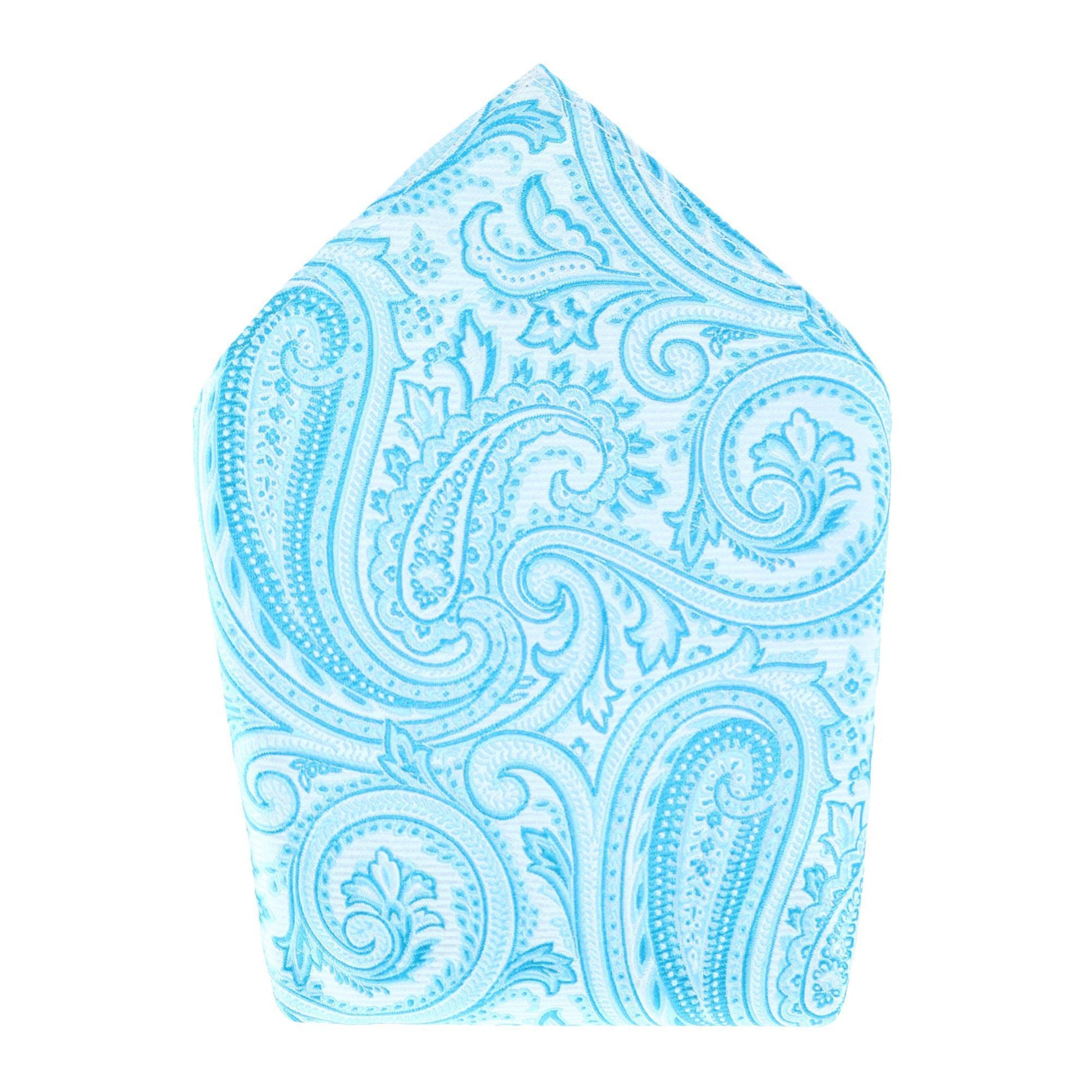 Sobee Paisley Silk Necktie and Pocket Square - Light Blue