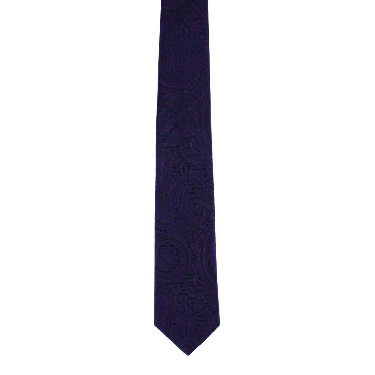 Sobee Paisley Silk Necktie and Pocket Square - Purple