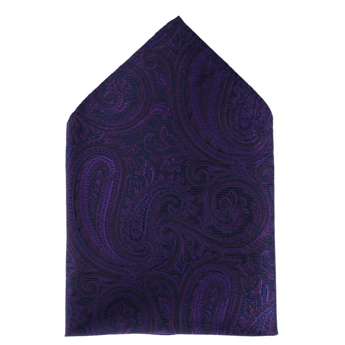 Sobee Paisley Silk Necktie and Pocket Square - Purple
