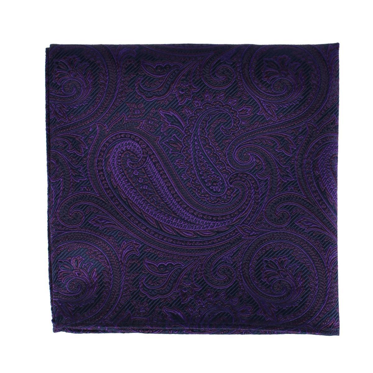 Sobee Paisley Silk Necktie and Pocket Square - Purple