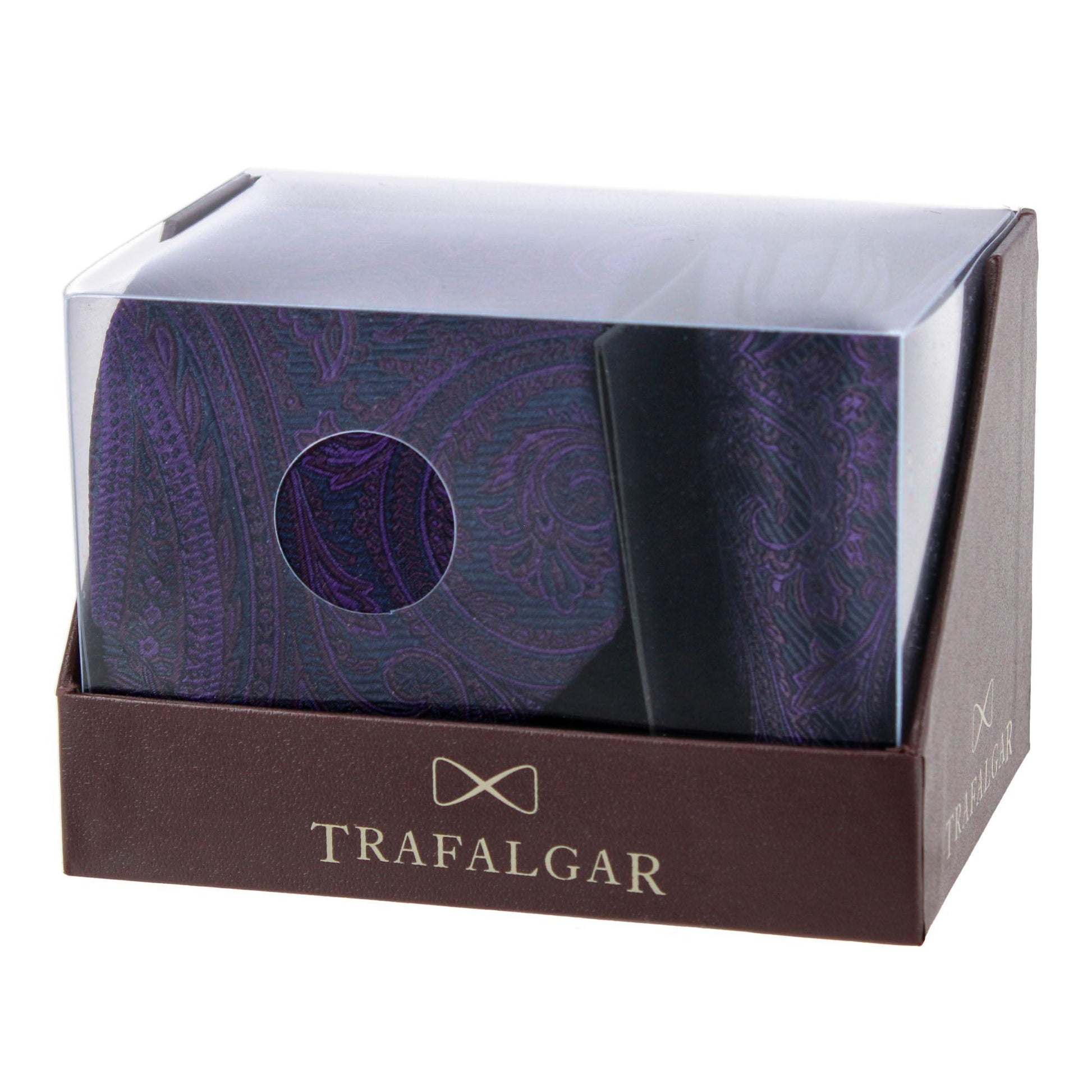 Sobee Paisley Silk Necktie and Pocket Square - Purple