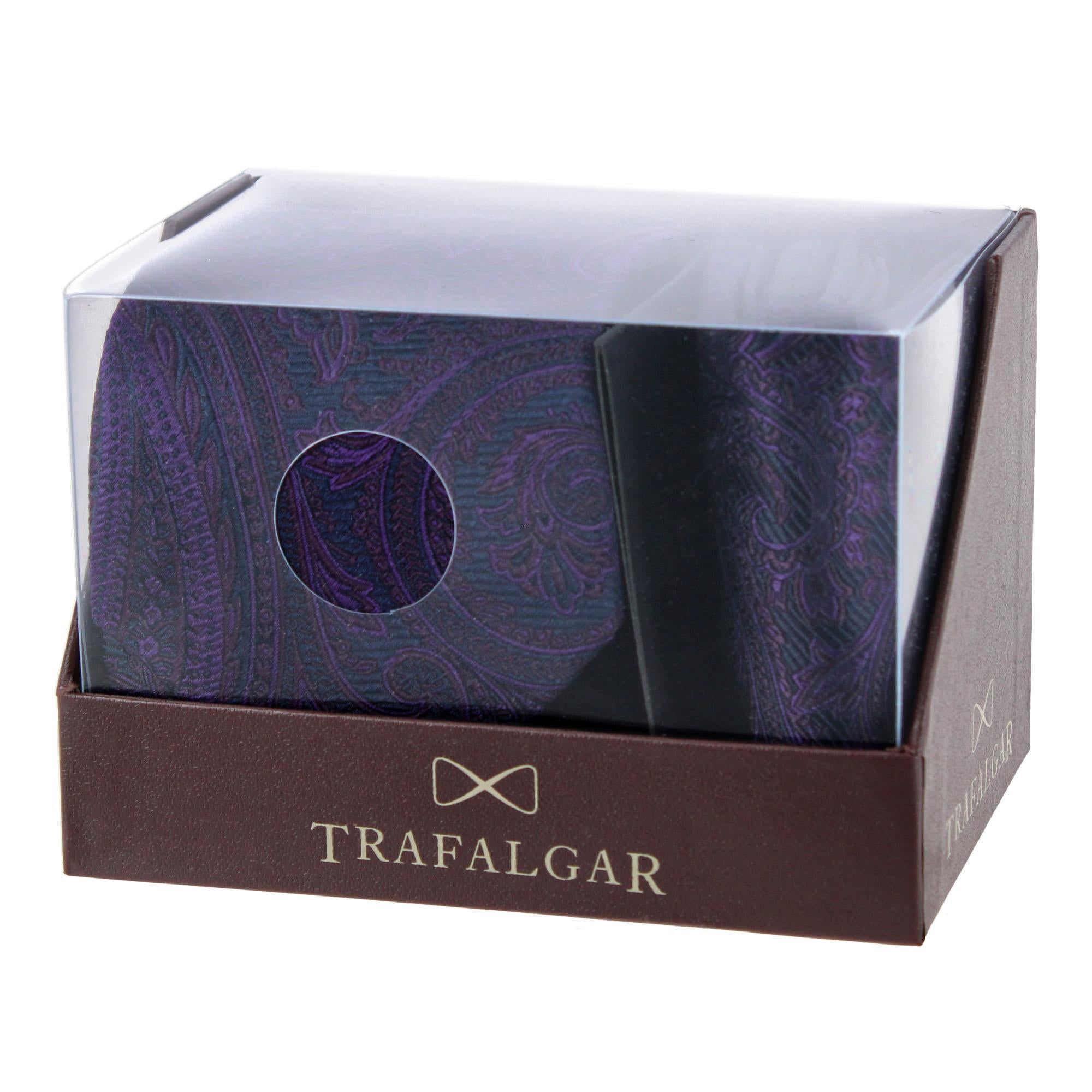 Sobee Paisley Silk Necktie and Pocket Square - Purple
