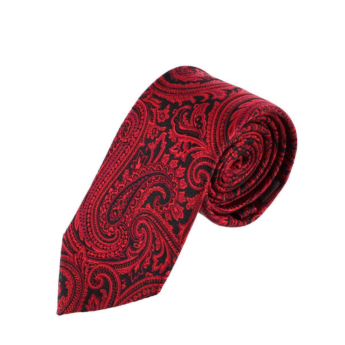 Sobee Paisley Silk Necktie and Pocket Square - Red