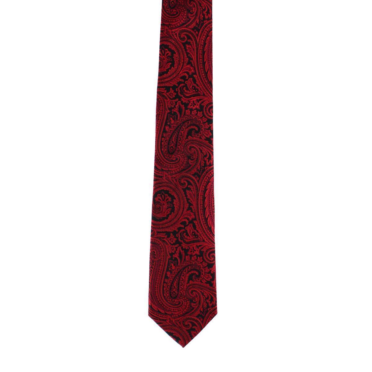 Sobee Paisley Silk Necktie and Pocket Square - Red