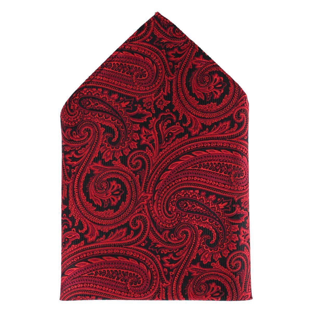 Sobee Paisley Silk Necktie and Pocket Square - Red