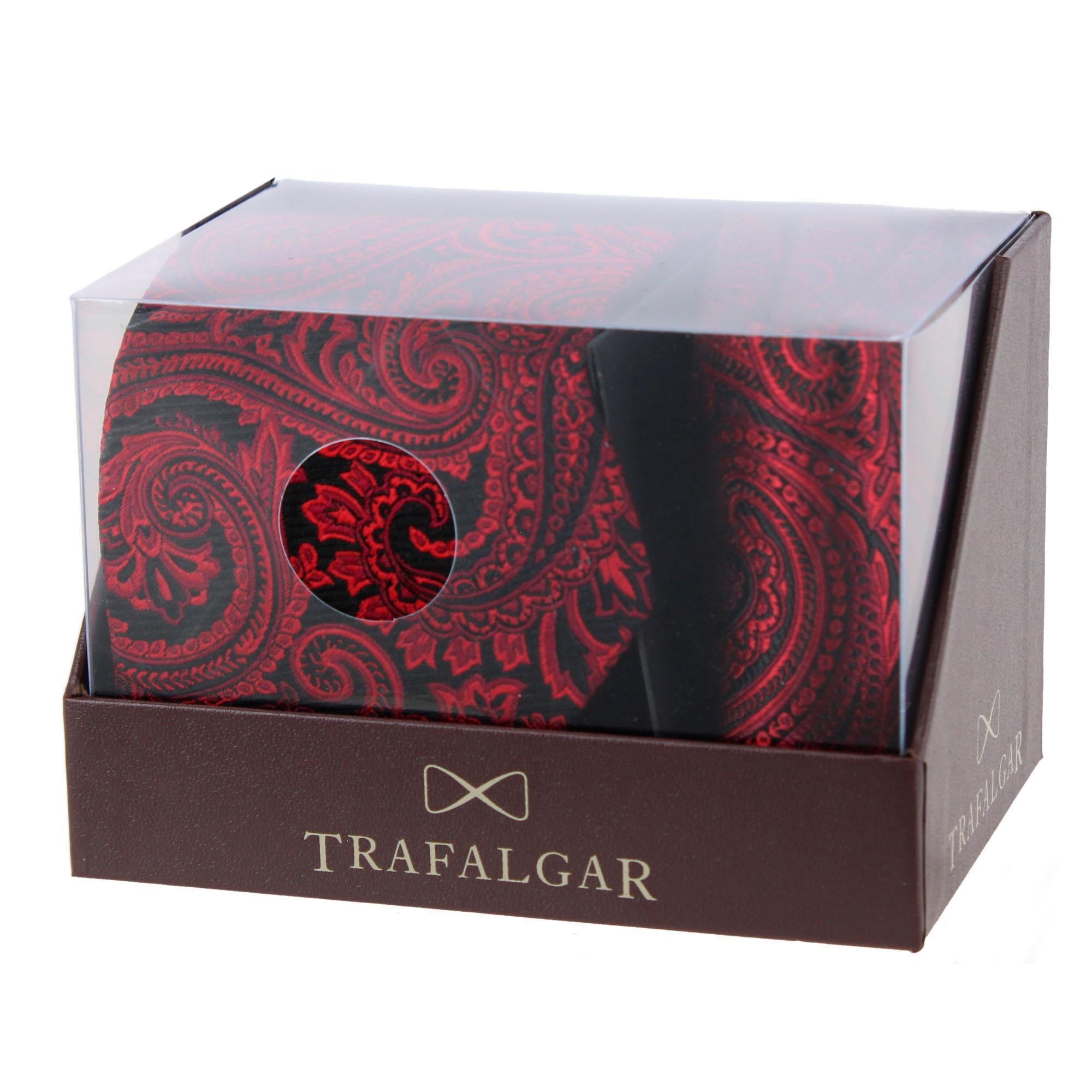 Sobee Paisley Silk Necktie and Pocket Square - Red