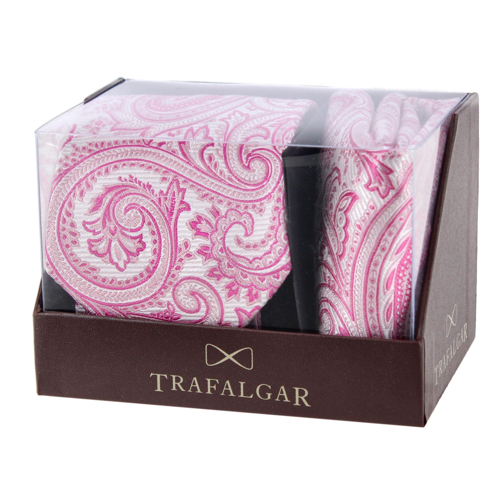 Sobee Paisley Silk Necktie and Pocket Square - Pink