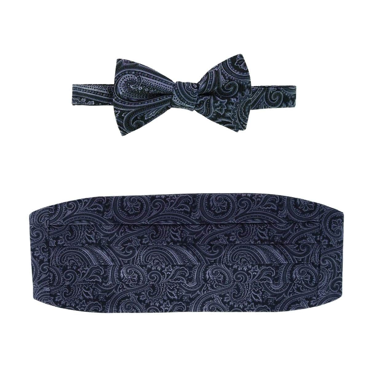 Sobee Paisley Cummerbund and Bow Tie Set - Black