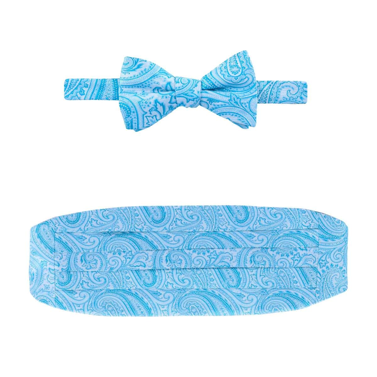 Sobee Paisley Cummerbund and Bow Tie Set - Light Blue