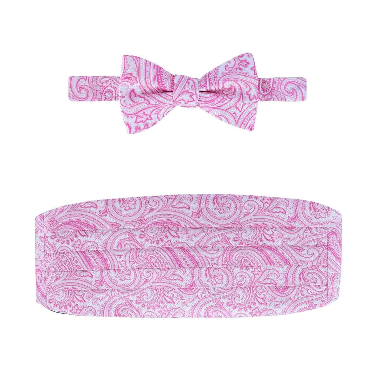Sobee Paisley Cummerbund and Bow Tie Set - Pink