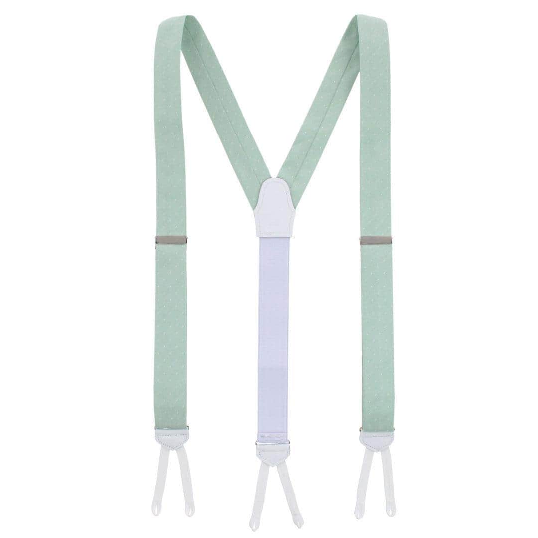 Churchill Chambray Polka Dot Linen Blend Formal End Braces - Light Green with Polka Dots