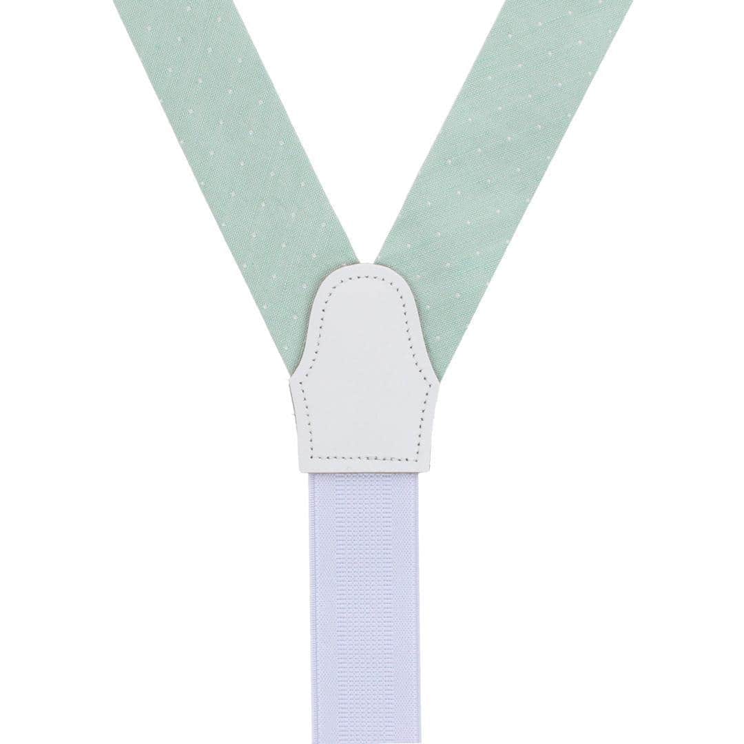 Churchill Chambray Polka Dot Linen Blend Formal End Braces - Light Green with Polka Dots
