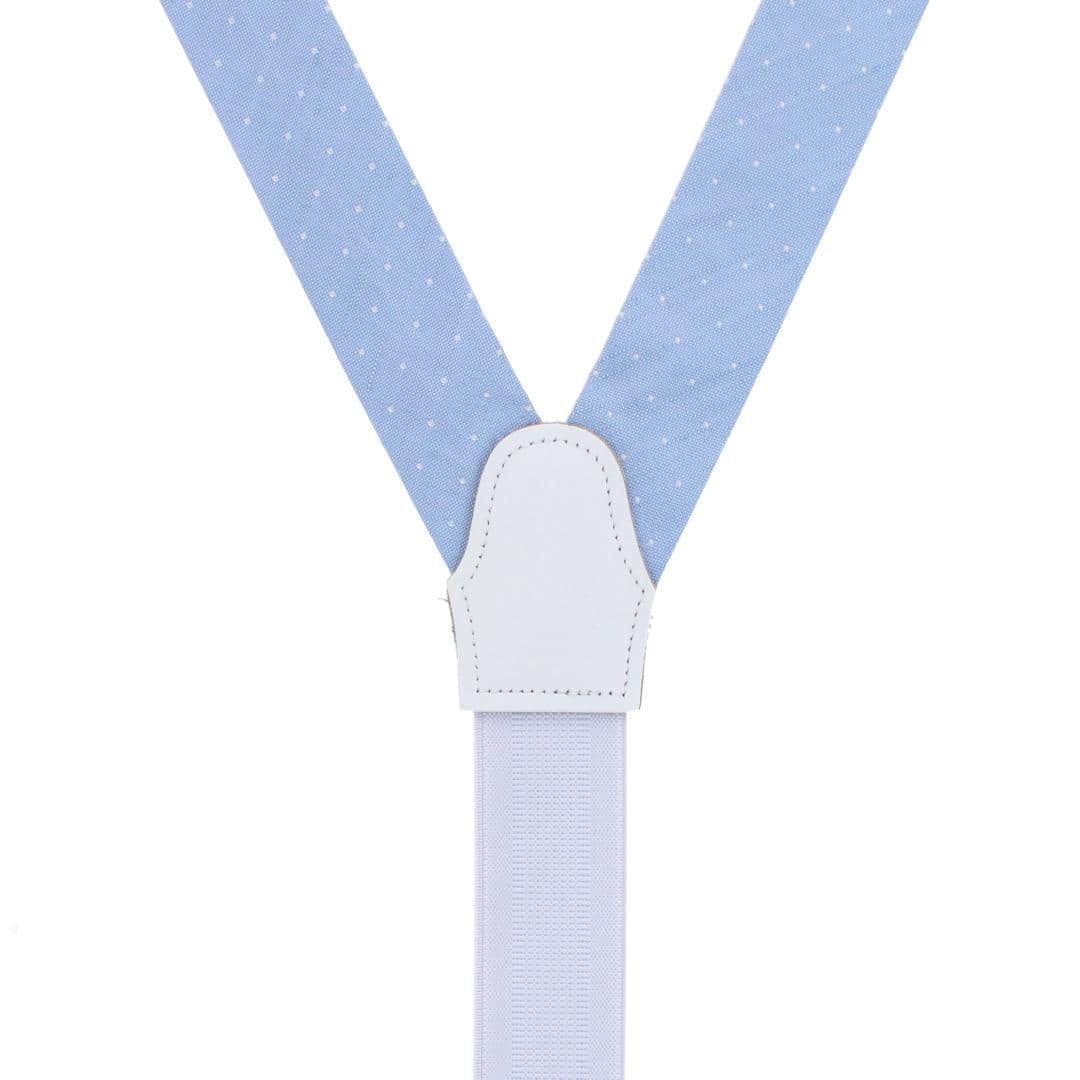 Churchill Chambray Polka Dot Linen Blend Formal End Braces - Light Blue with Polka Dots
